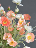 23.5" Faux Poppy Flowers/4 Heads, Artificial Coral Pink Poppy Flower, DIY Florals/Centerpieces, Wedding/Home/Kitchen Decorations | Gifts faux plants