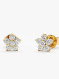 Diamond Flower Earrings, Solid Gold Earrings, Daisy Shape Studs, Diamond Stud Earrings, Cute Gold Earrings, Natural Round Diamonds, Alondra ANNIVERSARY