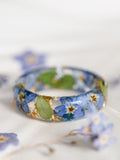 Forget Me Not Resin Ring, Blue Pressed Flower Band Botanical Cottagecore Memorial Nature Handmade sympathy flower