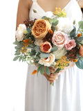 Mustard Yellow Silk Flower Bouquet, Eucalyptus Bridal Bouquet Bouquet