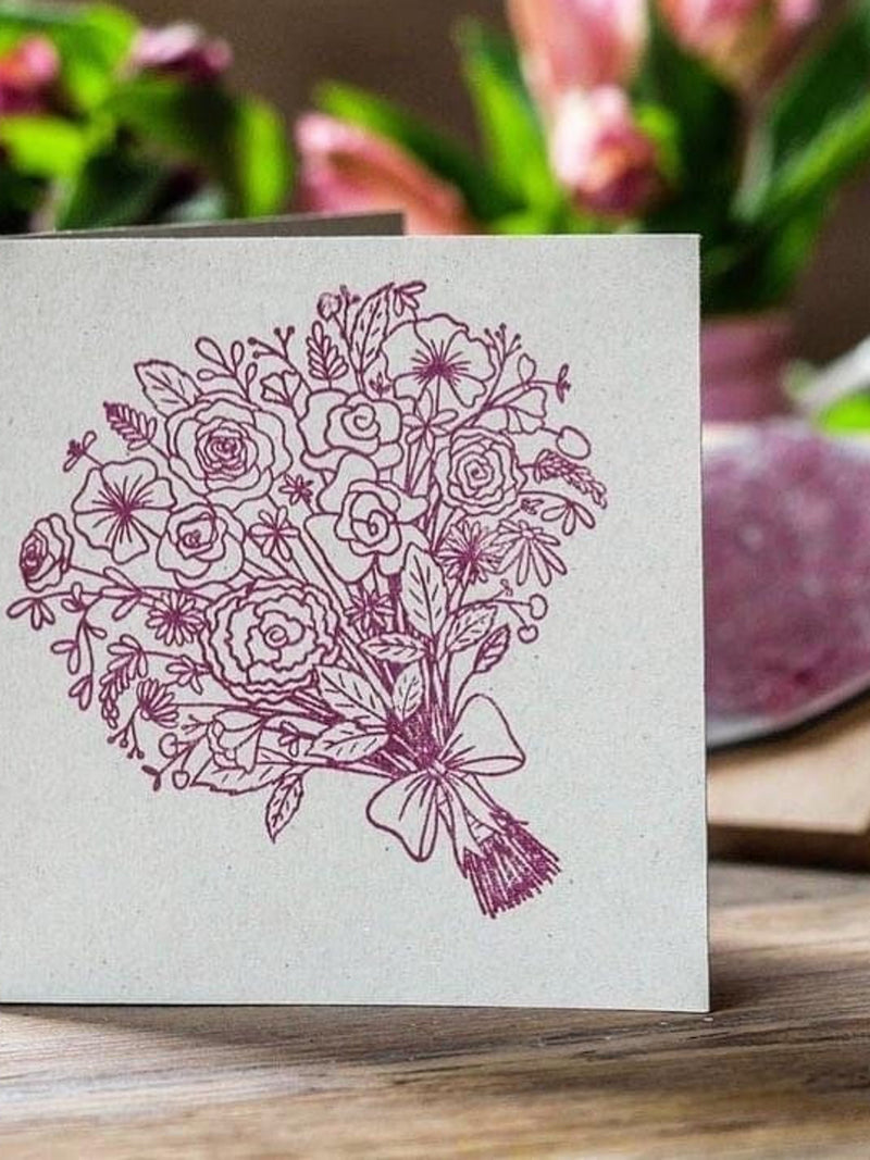 Floral Bouquet Rubber Stamp for Cards | Eco-Friendly Botanical Greeting Crafts | English Stamp Company sympathy flower