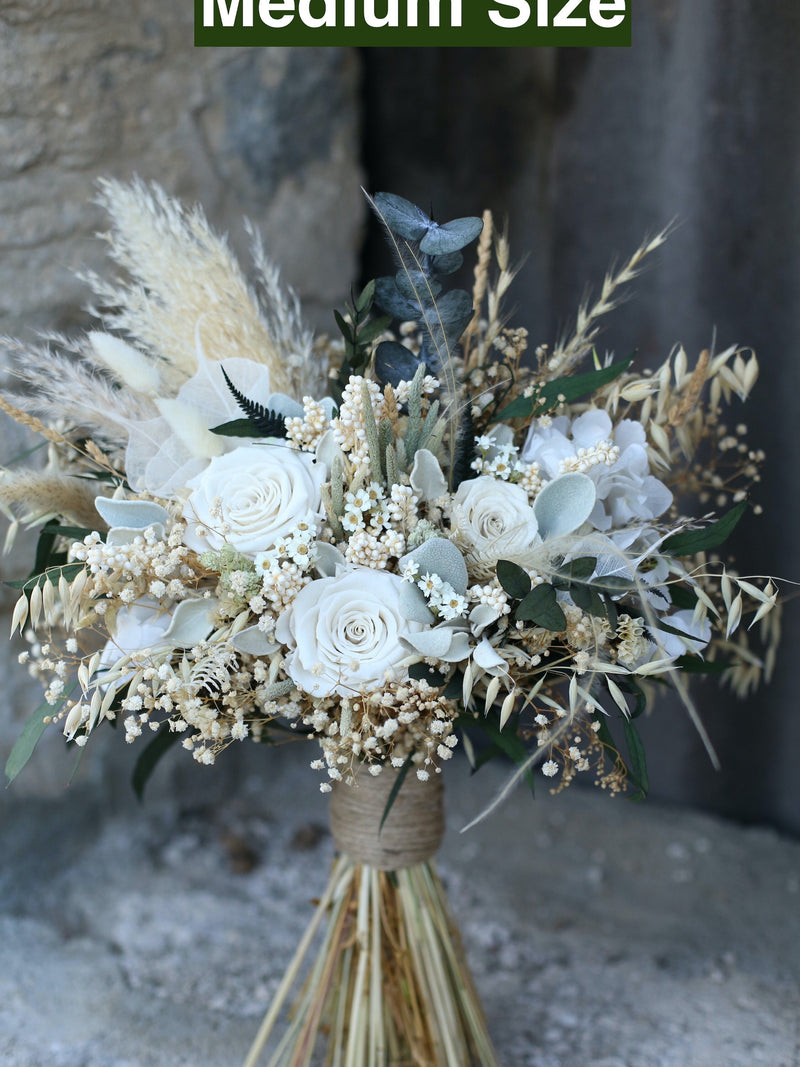 Neutral Off-White Bridal Bouquet | Dried Flowers Bouquet