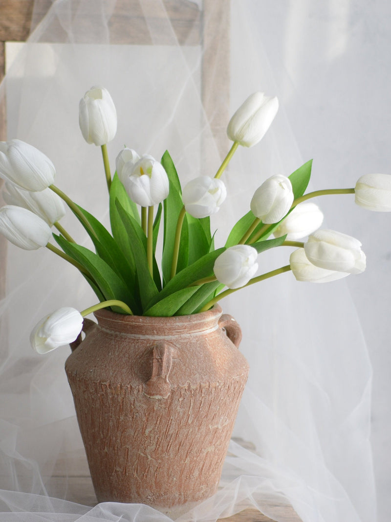 White Real Touch Tulip Flowers - 18.8", Faux Artifificial Flowers, Spring Blooms, Wedding/Home Decoration, DIY Floral/Bouquet/Centerpieces faux plants