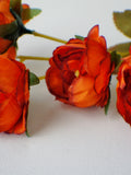 Orange peony steam, Terracotta Rose Silk Artificial Flowers, DIY wedding flowers, Floral stems, Flower Bunch, Home Accents, Center Piece silk flower