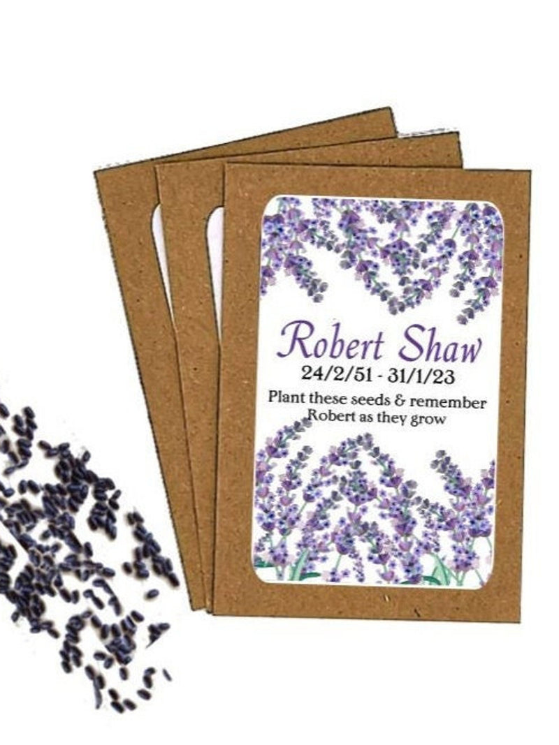 Personalised Funeral Favour Lavender Seed Packets Envelopes with Seeds - Memorial Remembrance Favours Keepsake Wake Funeral Seeds FLOWER DELIVERY