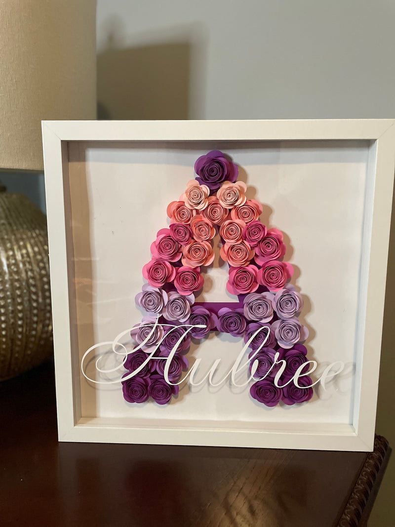Personalized Letter Shadow Box | Paper Rose Gift Box | Paper Flower Shadow Box | Customized Gift for Mother's Day, Birthday & Anniversary ANNIVERSARY
