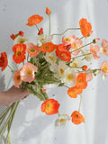4 Heads Faux Poppy Flowers, 23.5" Silk Flower Poppy Branch, DIY Florals/Centerpieces, Wedding/Home/Kitchen/Office Decorations |Gifts For Her faux plants