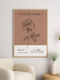 Flower Line Art Digital Print, Botanical Wall Art, Trendy Prints, Aesthetic Wall Art, Colorful Prints, House Warming Gift, Boho Wall Art house warming flower