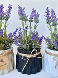 Lavender Plant in Handmade Concrete Pot - Artificial Flowers - Faux Lavender - Rustic, Farmhouse Decor - Floating Shelve Decor faux plants