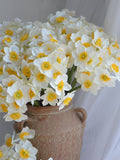 6 Stems Faux Daffodils Bouquet in White Yellow,  Artificial Daffodils Bunch, Fake Spring Plant Stem, DIY Wedding/Home Decoration | Gifts FLOWER DELIVERY