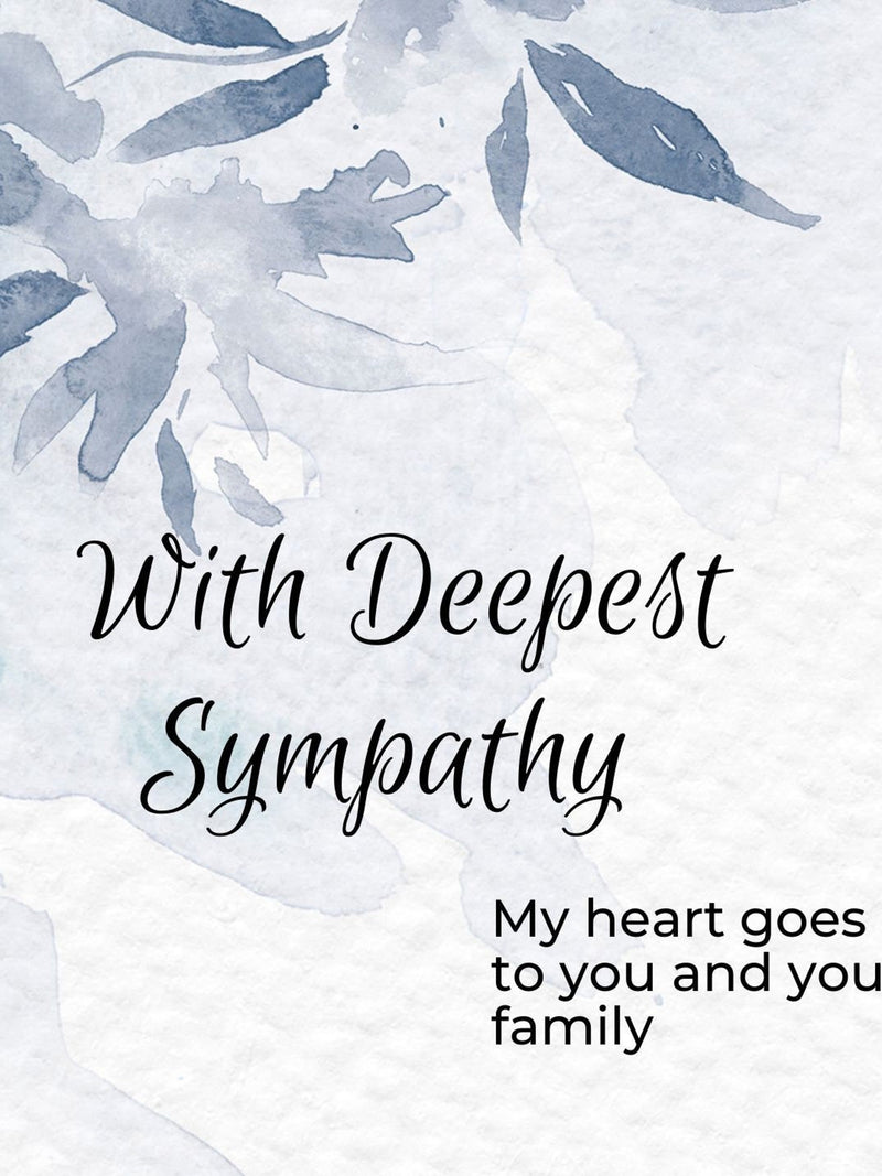 Blue Floral Printable Sympathy Card, Digital Card, Instant Downloadable sympathy flower