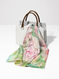 Silk Square Scarf: Pink Peony Flowers, Large Neck Scarf, Cancer Head Cover Gift silk flower
