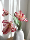 Real Touch Parrot Tulip Stem -High Quality Artificial Flower / Wedding / Home Decoration / Centerpiece / Gifts / Red White silk flower