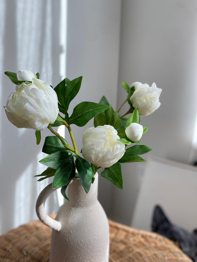 Artificial Peony with Bud Stem - Faux Flower / Wedding / Centerpieces / DIY Floral / Home Decoration / Gifts / White silk flower