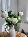 Artificial Peony with Bud Stem - Faux Flower / Wedding / Centerpieces / DIY Floral / Home Decoration / Gifts / White silk flower