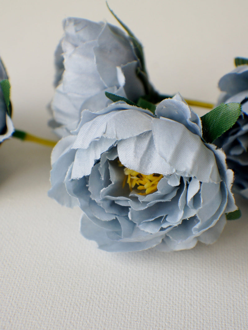 Dusty Blue peony steam, Blue Rose Silk Artificial Flowers, DIY wedding flowers, Floral stems, Flower Bunch, Home Accents, Center Piece silk flower