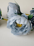 Dusty Blue peony steam, Blue Rose Silk Artificial Flowers, DIY wedding flowers, Floral stems, Flower Bunch, Home Accents, Center Piece silk flower