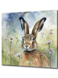 Hare Meadow Flowers Watercolour Canvas Art Print Picture Wall Hanging Handmade Home Decor Customised Gifts Wall Art Fast Free UK Delivery FLOWER DELIVERY