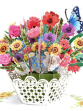 Mixed Flower Basket 3D Pop Up Birthday Card, Mother's Day Card, Anniversary Card, Valentines Day Card, Congratulations Card, Spring Card FLOWER DELIVERY
