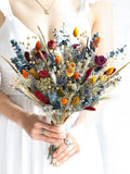 Colorful Dried Flower Bouquet, Boho Bridal Arrangement Bouquet