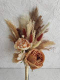 Boho Bridesmaids Bouquet: Pampas Grass, Terracotta Roses, Beige Wedding Bouquet