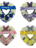Artificial Flowers open heart grave Wreath  Cemetery Funeral Tribute Memorial hearts mum , gran , Grave pot flowers with butterfly sympathy flower