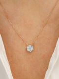 14k Solid Gold Natural Diamond Flower Cluster with Adjustable Drawstring Chain birthday flower