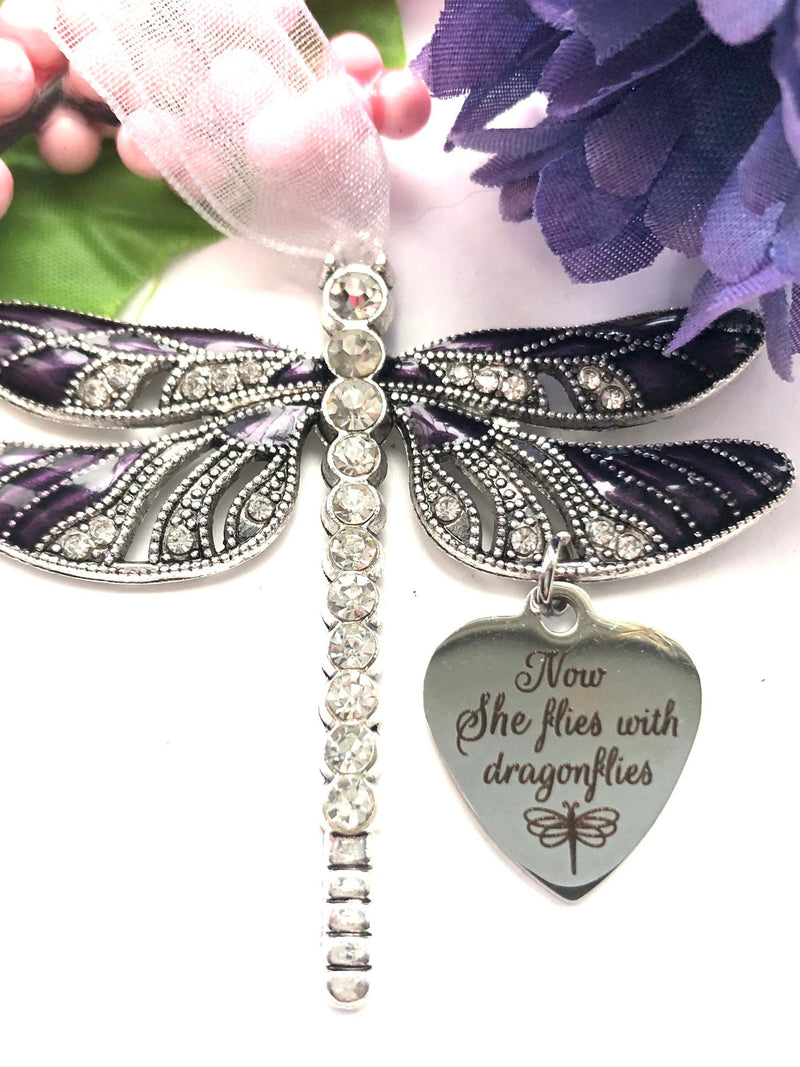 Dragonfly Memorial Ornament, Loss of Loved One Remembrance Gift sympathy flower