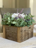 Authentic barnwood box,Rustic barnwood flower arrangement, Centrepiece Box,Wooden Farmhouse Tray,Handmade,spring flowers, lambs ear greenery FLOWER DELIVERY