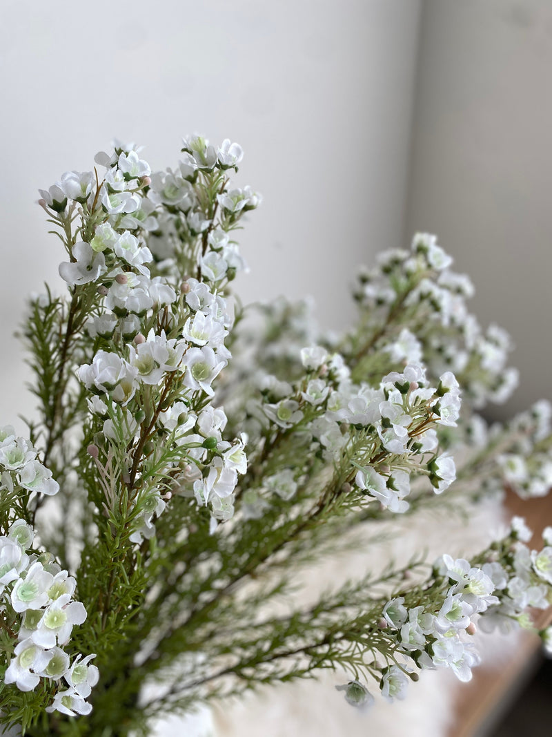 Artificial Wax Flower Spray - Faux Flower Stem / DIY / Floral / Fillers / Wedding / Home Decoration / Gifts / White faux plants