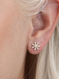 Solid Gold Diamond Flower Earrings, 14k Gold Blossom Earrings, Daisy Jewelry, Natural Diamonds, Milgrain Bezel, Cute Stud Earrings, Daisy ANNIVERSARY
