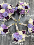 Wedding Bouquet, Bridal Bouquet, Sola Flower, Wedding Flower, Wooden Flower, Beauty, Lavender, Plum, Rustic, Boho, Lily of Angeles wedding flower