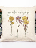 Grandma's Garden Personalized Birth Flower Birth Month Pillow Cover, Custom Mother's Day Pillow Cover, Mothers Day Gift, Christmas Gift birthday flower