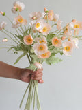 Champagne Peach Faux Poppy Branch: 20" Floral Arrangement silk flower