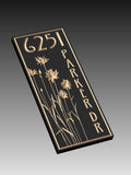SIGN104 7-1/2" x 18" x 3/4" Engraved Wildflower Field House Address Sign, Custom Carved Wood Sign, House Warming - Anniversary Gift house warming flower