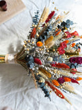 Orange Dried Flower Bouquet, Boho Bridal Arrangement Bouquet