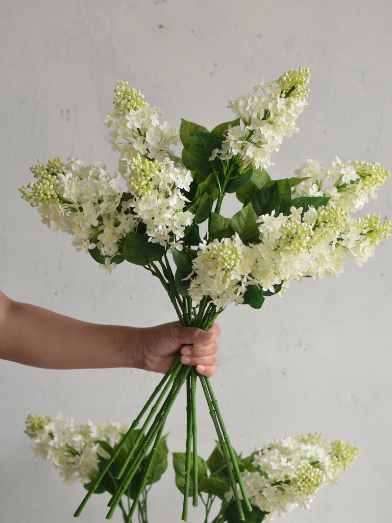 24.4" Faux Lilac Flower Branch-Cream White, High-quality Artificial spring flowers, Fake lilac stem, DIY Floral/Home Ceneterpieces faux plants