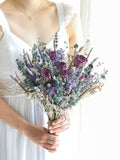 Lavender & Eucalyptus and Purple Roses Wedding Bouquet l Dried Flowers Bouquet l Boho Bridal Bouquet l Gift For Her wedding flower
