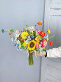 Wildflower Bridal Bouquet, Colorful Wedding Bouquet, Boho Flower Bouquet,  Design in Sunflowers, Daisies, Dahlia and Ranunculus Bouquet
