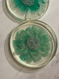 Flower Bloom Coaster Set, Epoxy Resin, Drink Coaster, Handmade, Hand Poured house warming flower