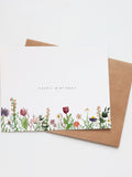 Handmade Watercolor Birthday Card: Wildflower Floral Design birthday flower