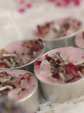 Ritual candle self-love with rose quartz and rock crystal / scented candle rose Love Romance Flower