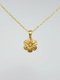Solid 14k Gold Flower Necklace: Dainty Floral Charm ANNIVERSARY