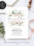 Blush Housewarming Party Invitation, Floral Home Sweet Home House Warming Invitation, Editable Printable Digital Housewarming Template house warming flower
