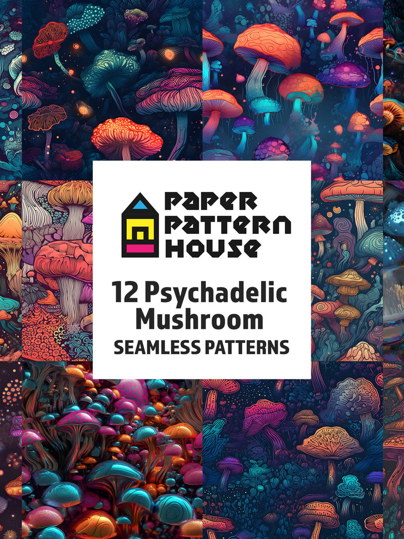 Psychedelic Mushrooms Digital Paper, Seamless Texture, Magic Mushrooms, Mushroom Spores, Mushroom Wallpaper, Commercial Use flower spore