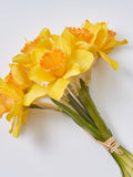 Yellow Silk Daffodil Faux Floral Bouquet Bundle of 6 Wired Stems - 12
