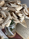 Vintage Book Page Roses Bouquet: Literary Wedding Centerpiece Shelf Decor ANNIVERSARY