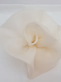 Large off white silk organza Rose hair clip/pin brooch accessory for evenings, weddings. silk flower