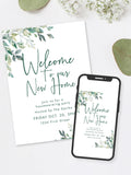 Welcome to Our New Home - Housewarming Invitation with Greenery Template -  Instant Edit and Download house warming flower