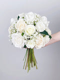 Baby's Breath and Rose Wedding Bouquet, White and Ivory Bridal Bouquet, Rustic Wedding Flower, Made with Rose and Baby's Breath wedding flower